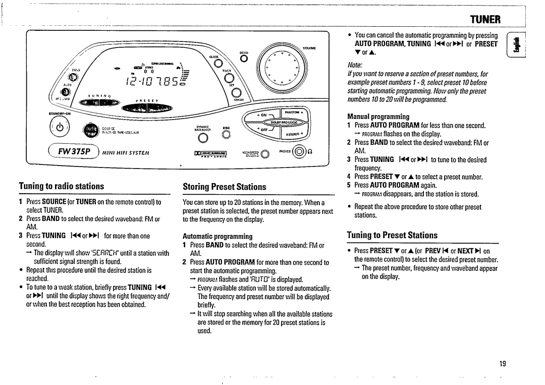 Magnavox FW 375P manual 