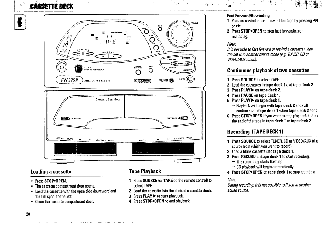 Magnavox FW 375P manual 