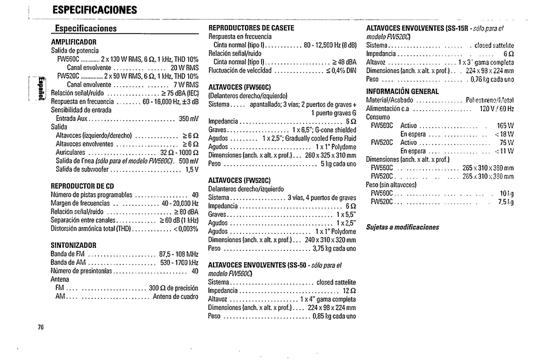 Magnavox FW 520C manual 