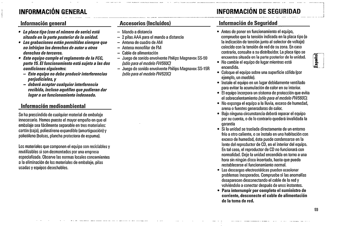 Magnavox FW 520C manual 