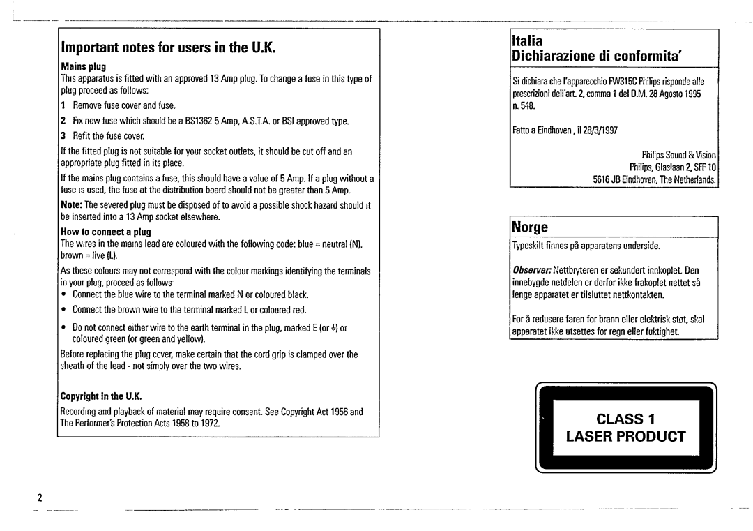 Magnavox FW315C manual 