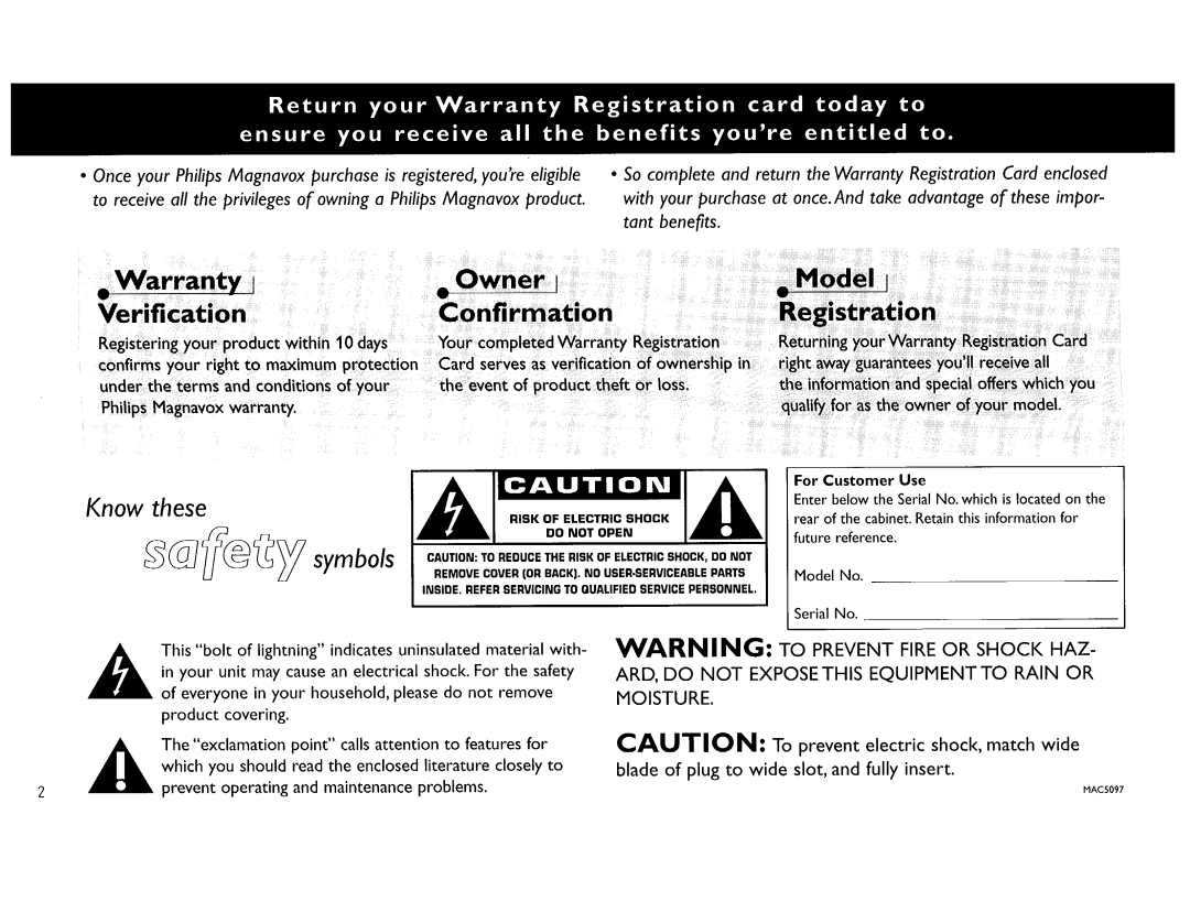 Magnavox FW386C, FW65C manual 