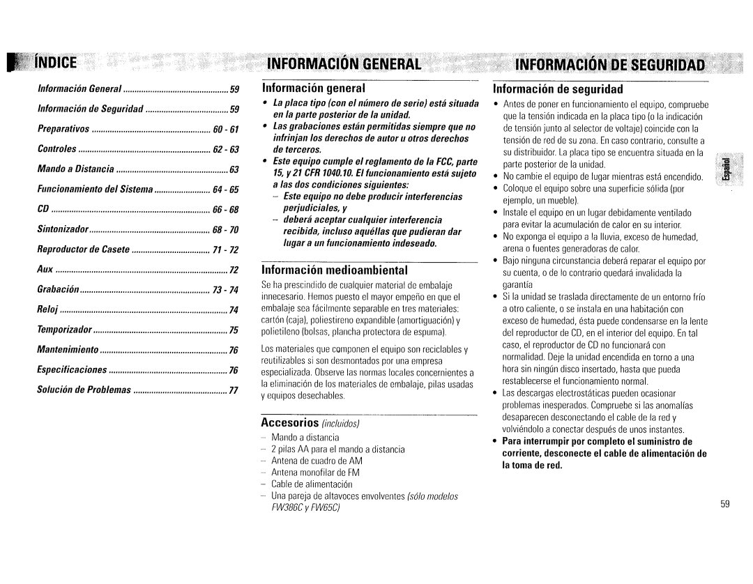 Magnavox FW65C, FW386C manual 