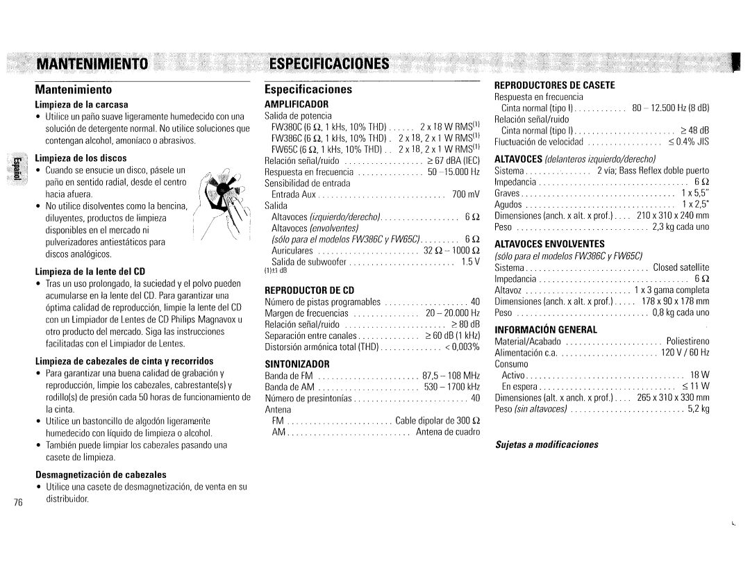 Magnavox FW386C, FW65C manual 