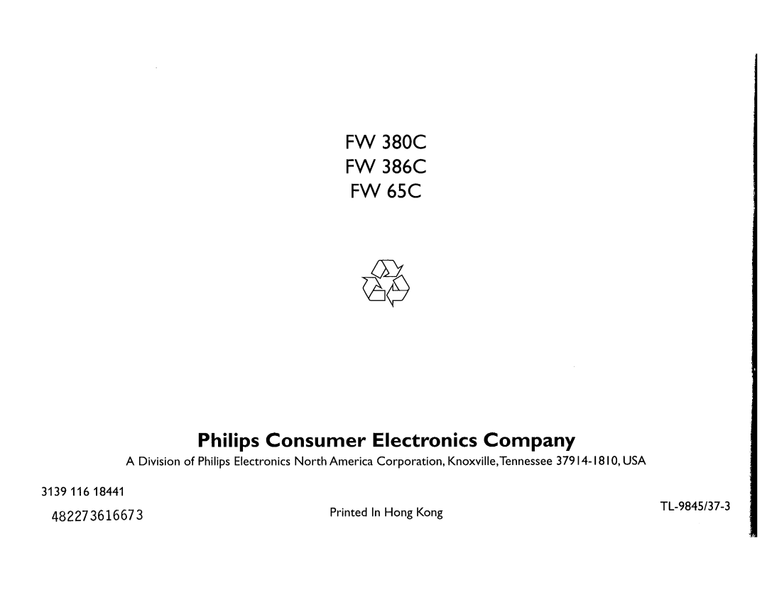 Magnavox FW386C, FW65C manual 