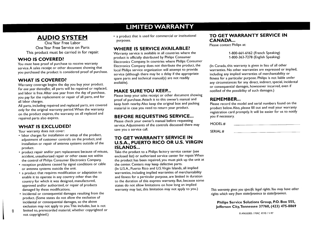 Magnavox FW386C, FW65C manual 