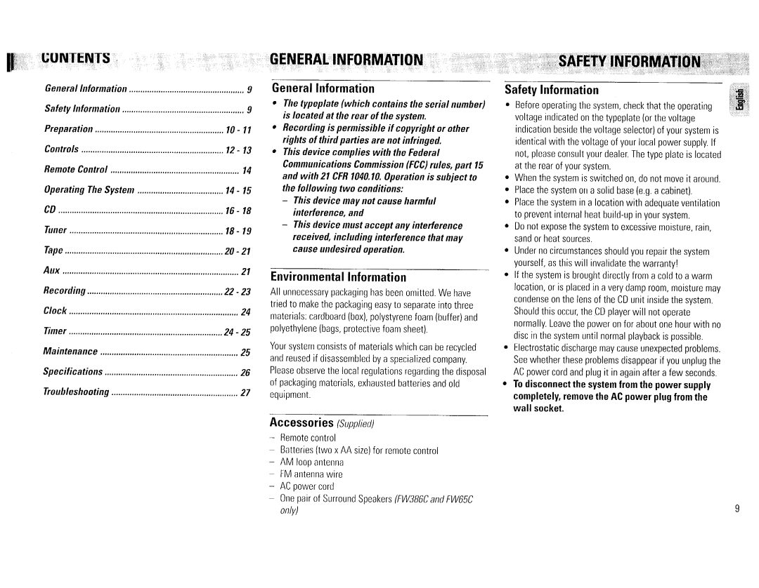 Magnavox FW65C, FW386C manual 