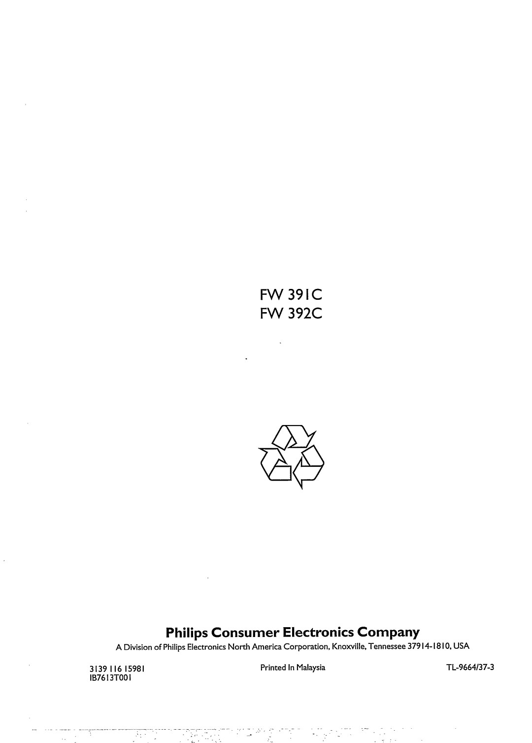 Magnavox FW391C, FW392C manual 