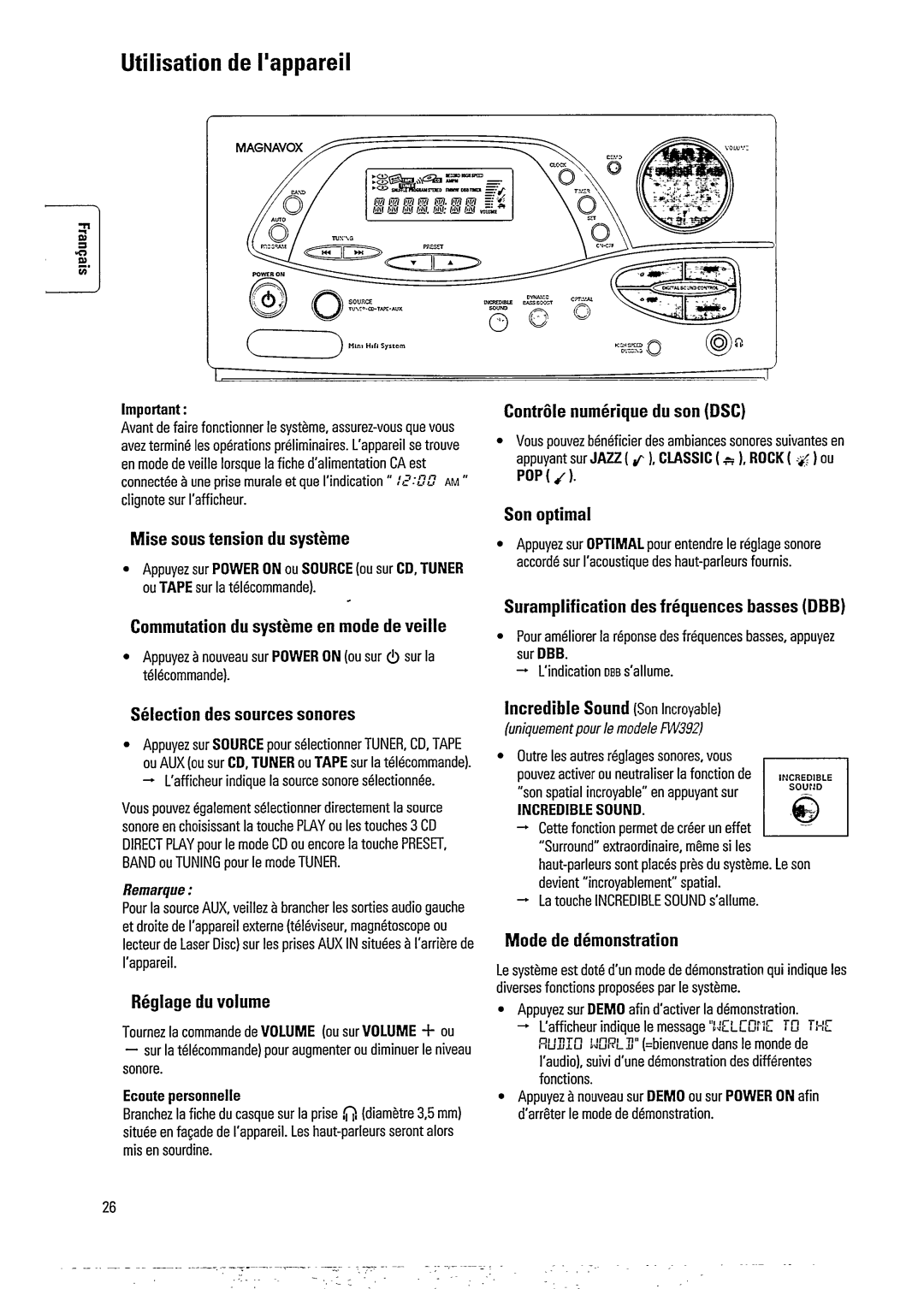 Magnavox FW391C, FW392C manual 