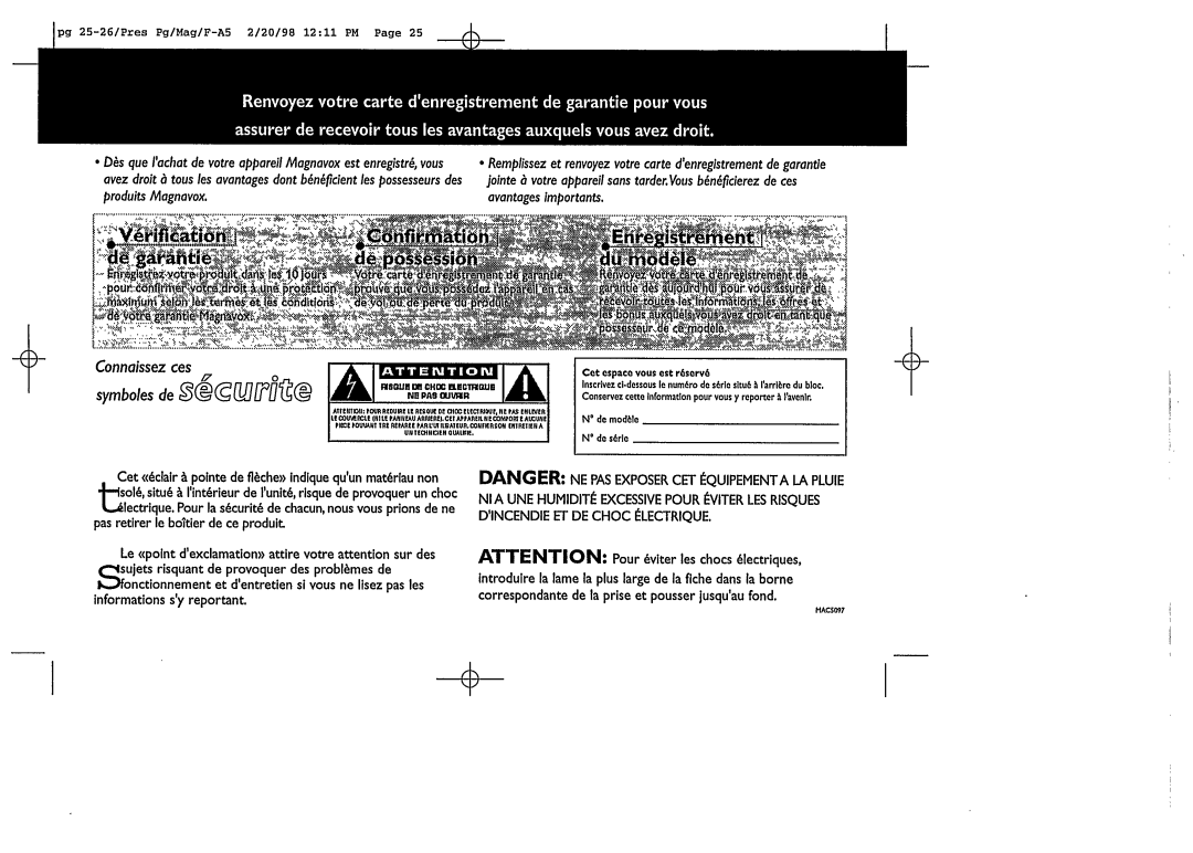 Magnavox FW58 manual 