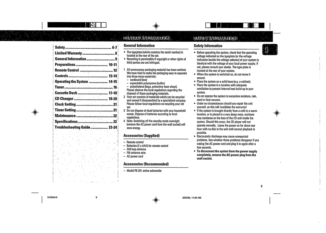 Magnavox FW58 manual 