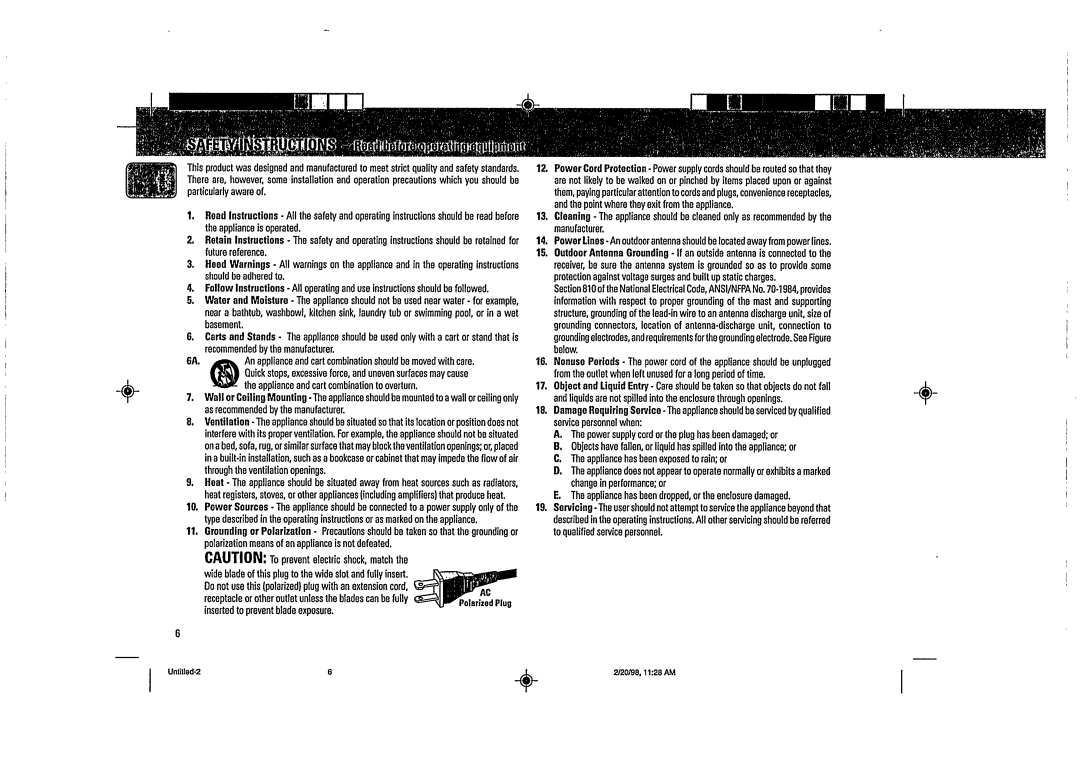 Magnavox FW58 manual 