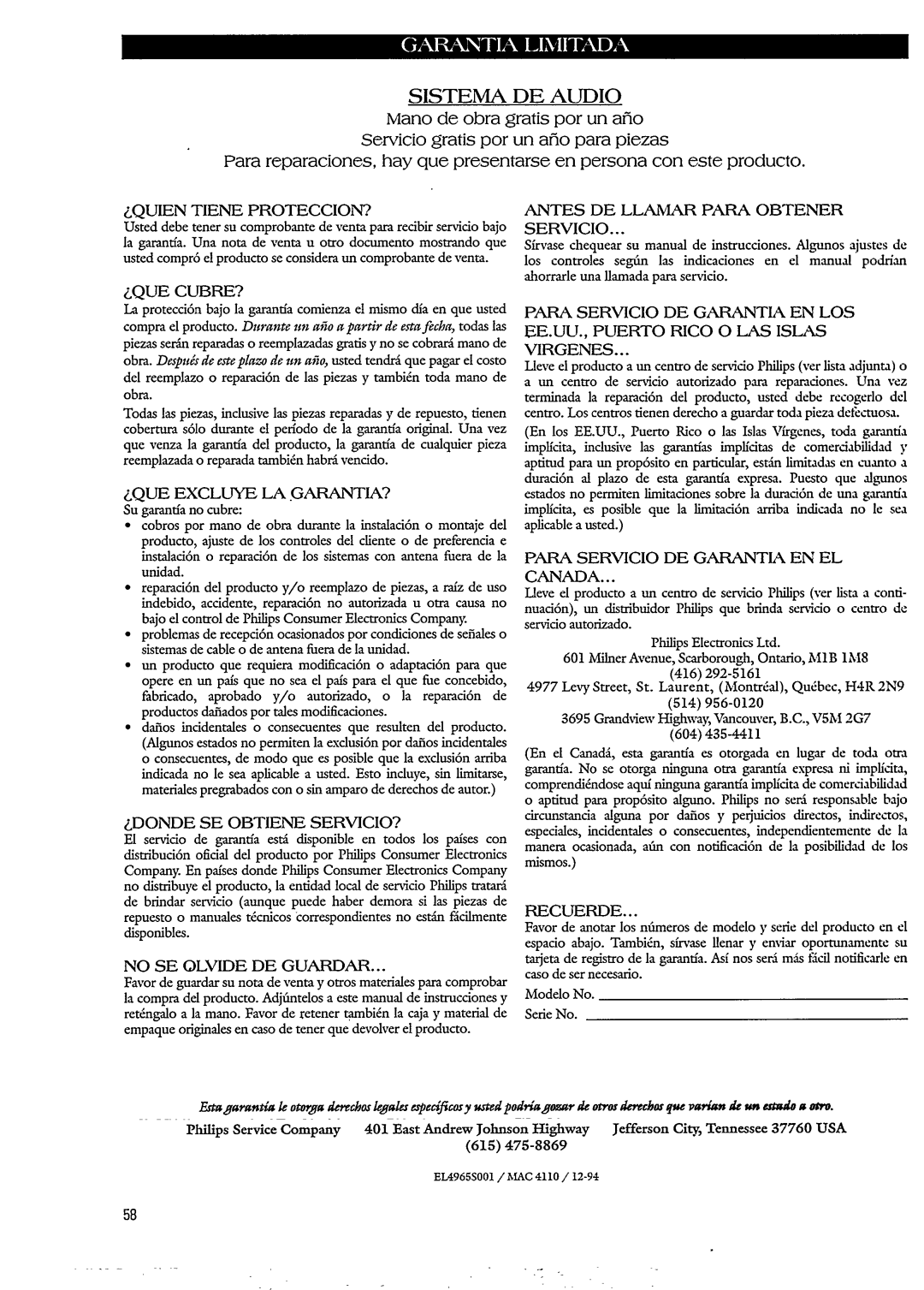 Magnavox FW620C manual 