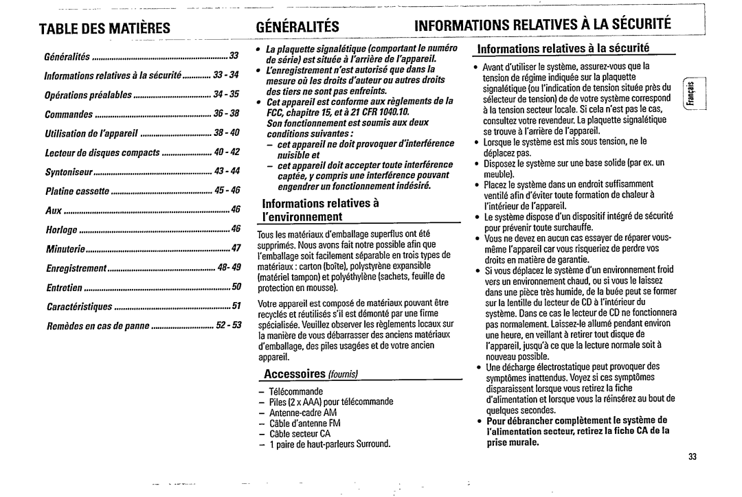 Magnavox FW62C manual 