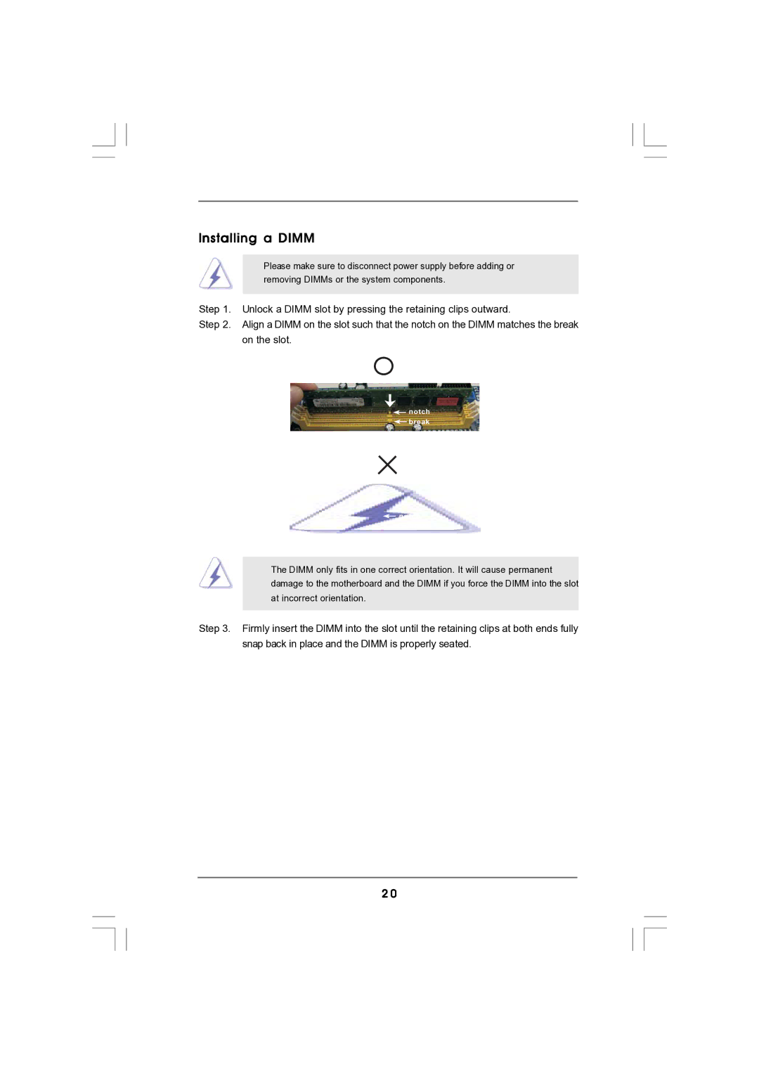 Magnavox G43TWINS-FULLHD user manual Installing a Dimm 