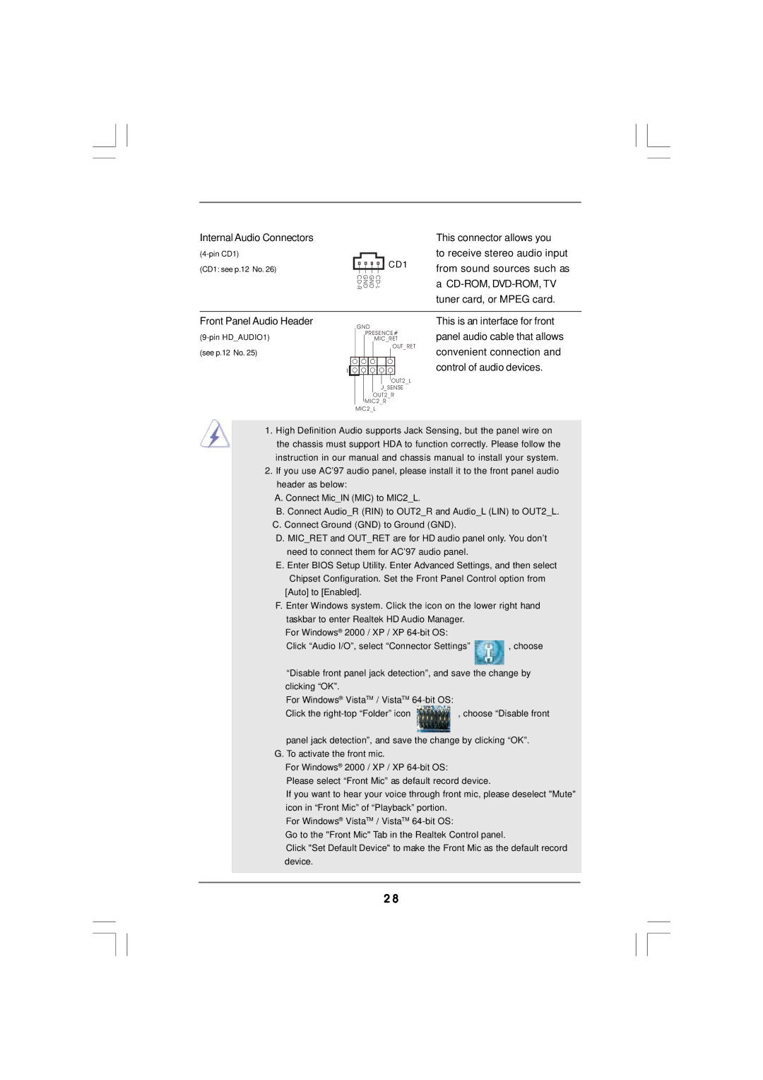 Magnavox G43TWINS-FULLHD user manual Internal Audio Connectors 