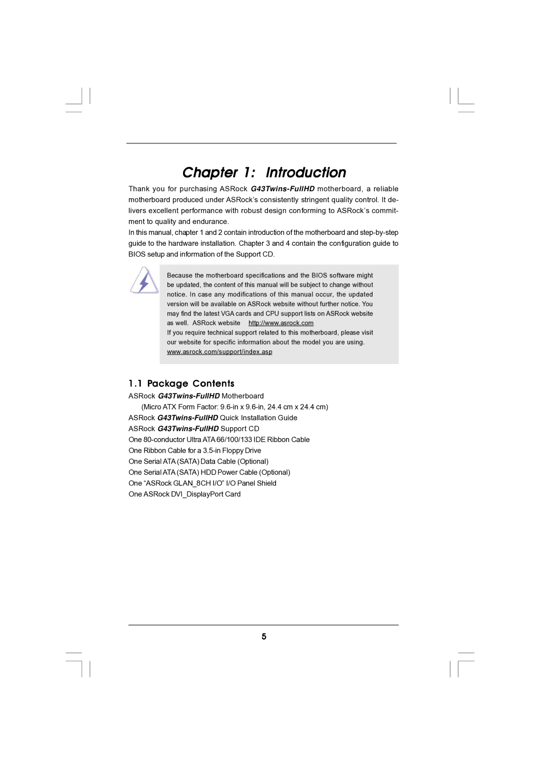 Magnavox G43TWINS-FULLHD user manual Introduction, Package Contents 