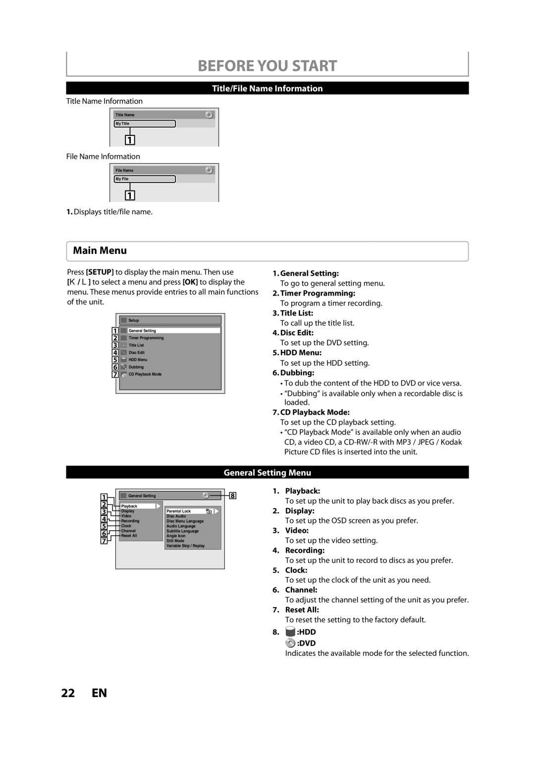 Magnavox H2080MW8 owner manual Main Menu, Dvd 