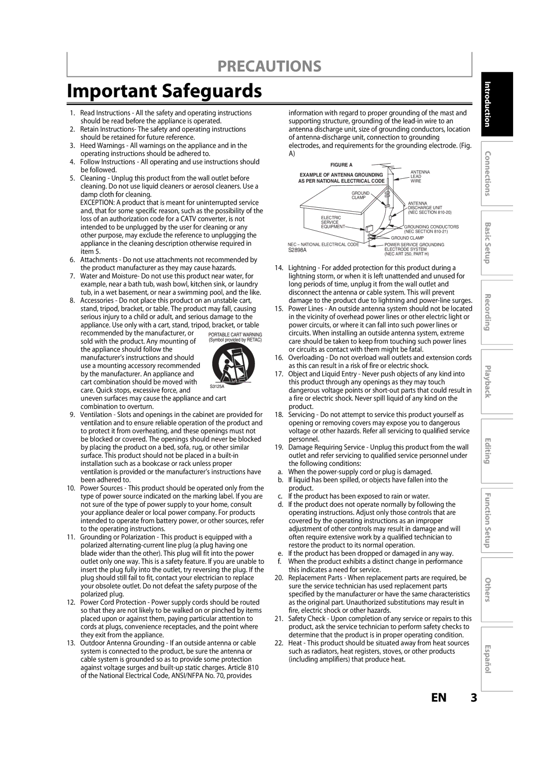 Magnavox H2080MW8 owner manual Important Safeguards, Precautions 