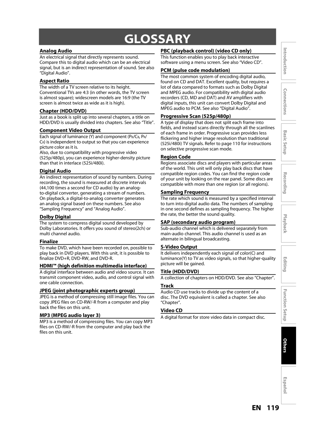 Magnavox H2160MW9 A owner manual Glossary 