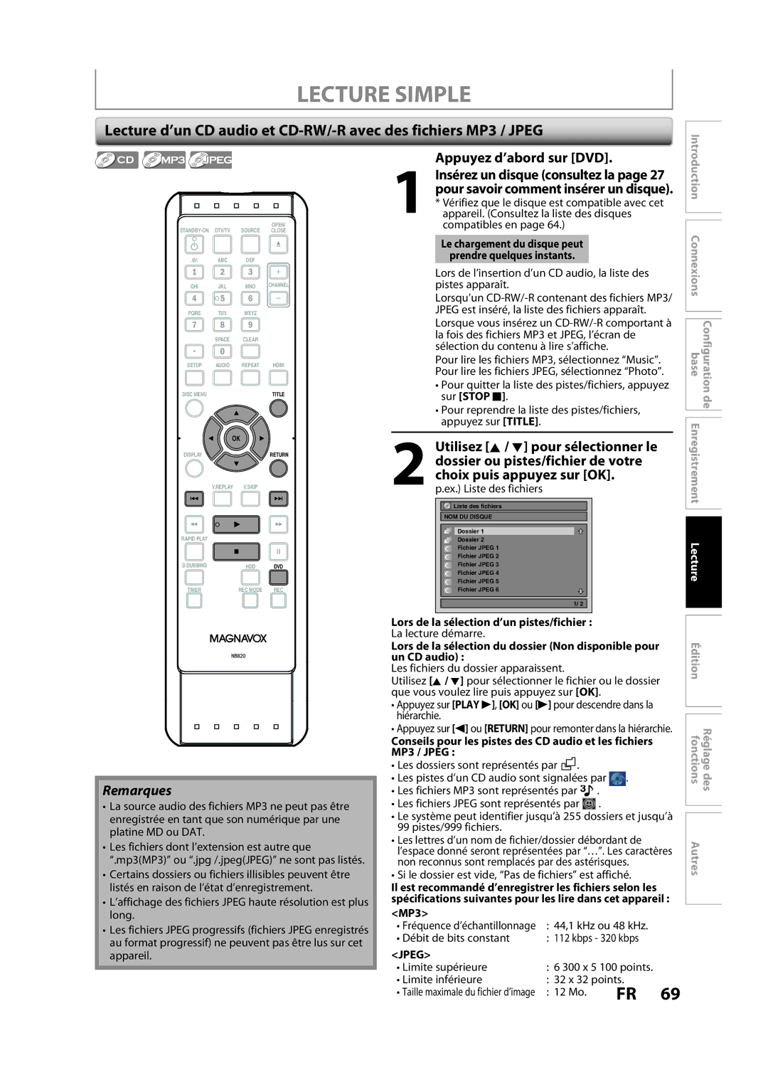 Magnavox H2160MW9 A owner manual Appuyez d’abord sur DVD, Lecture 