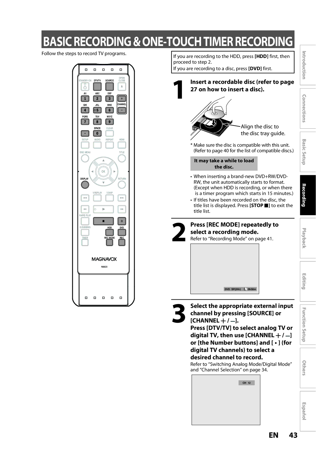 Magnavox H2160MW9 A owner manual Channel, Desired channel to record, Follow the steps to record TV programs 