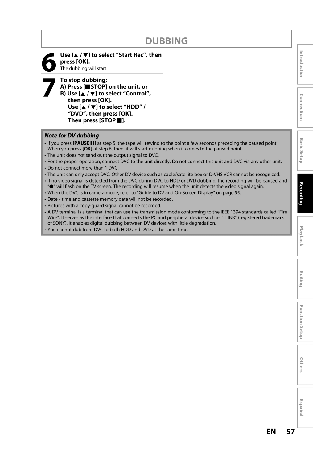 Magnavox H2160MW9 A owner manual Use K / L to select Start Rec, then press OK, Dubbing will start 