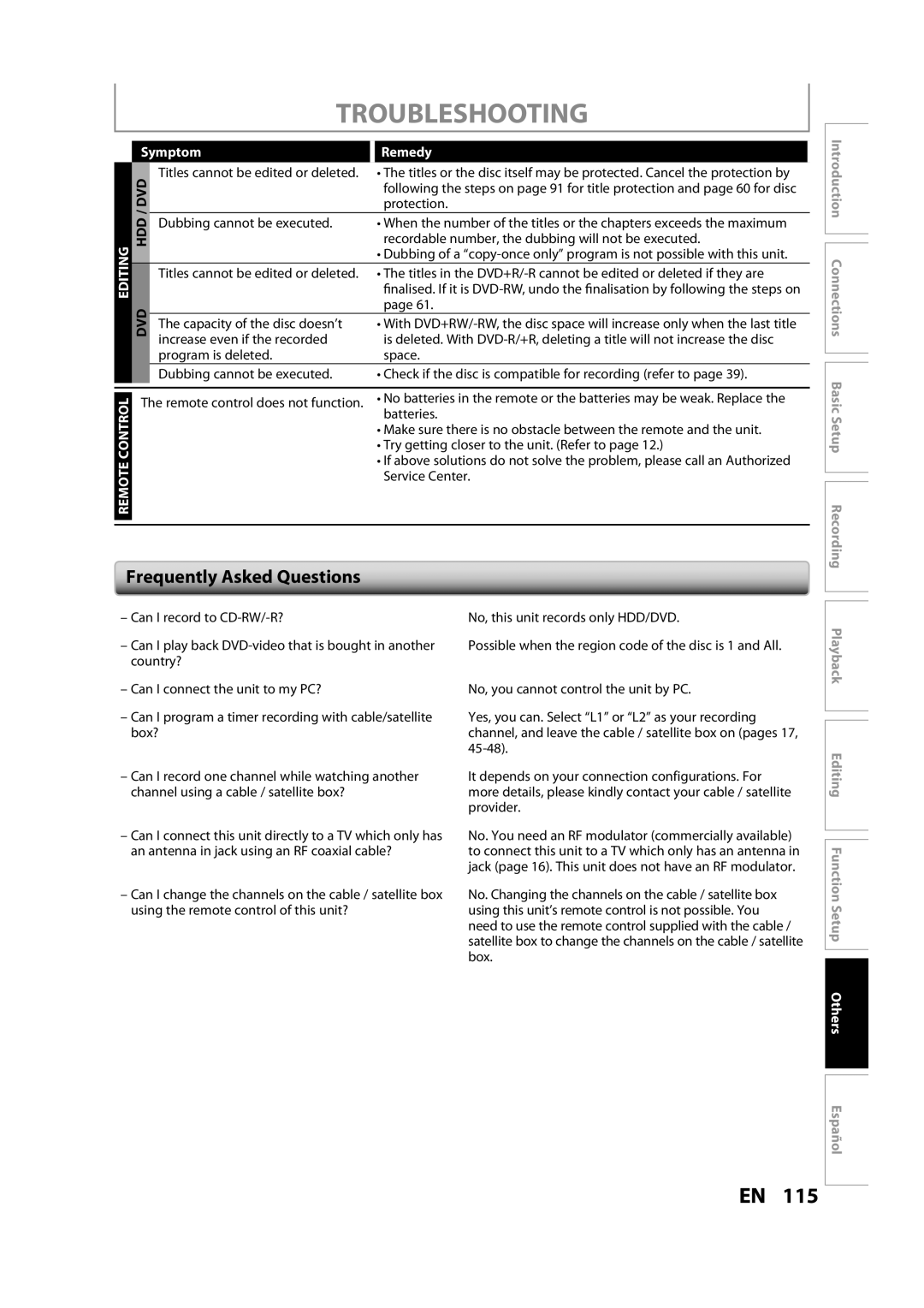 Magnavox H2160MW9 owner manual Frequently Asked Questions 