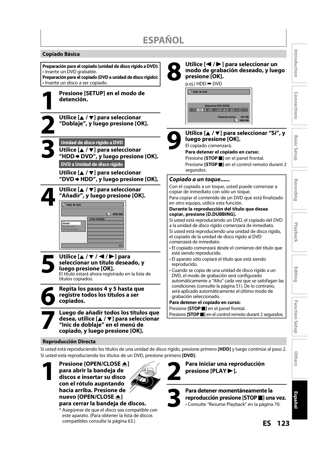 Magnavox H2160MW9 owner manual Copiado a un toque 