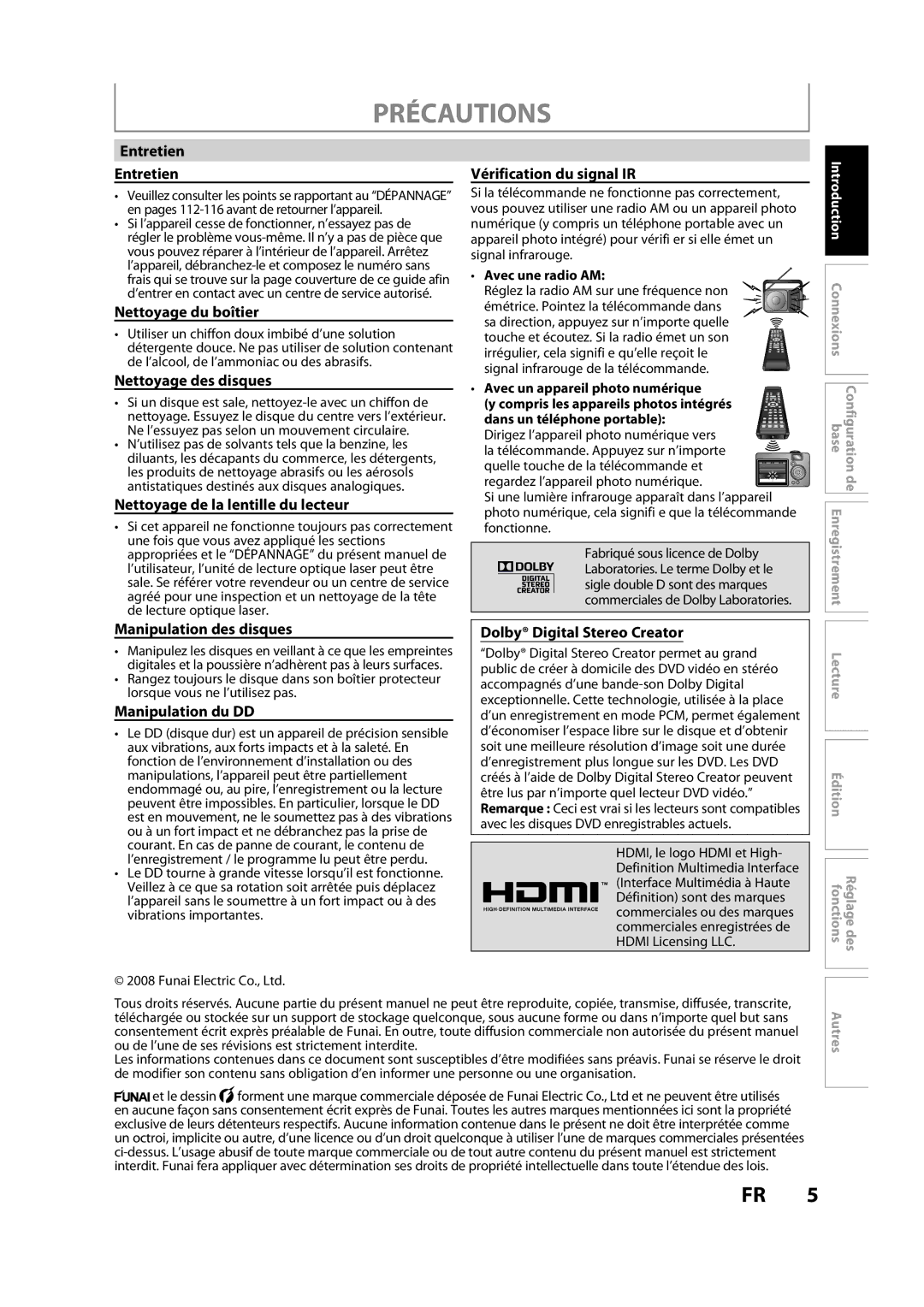 Magnavox H2160MW9 owner manual Entretien, Nettoyage du boîtier, Nettoyage des disques, Nettoyage de la lentille du lecteur 