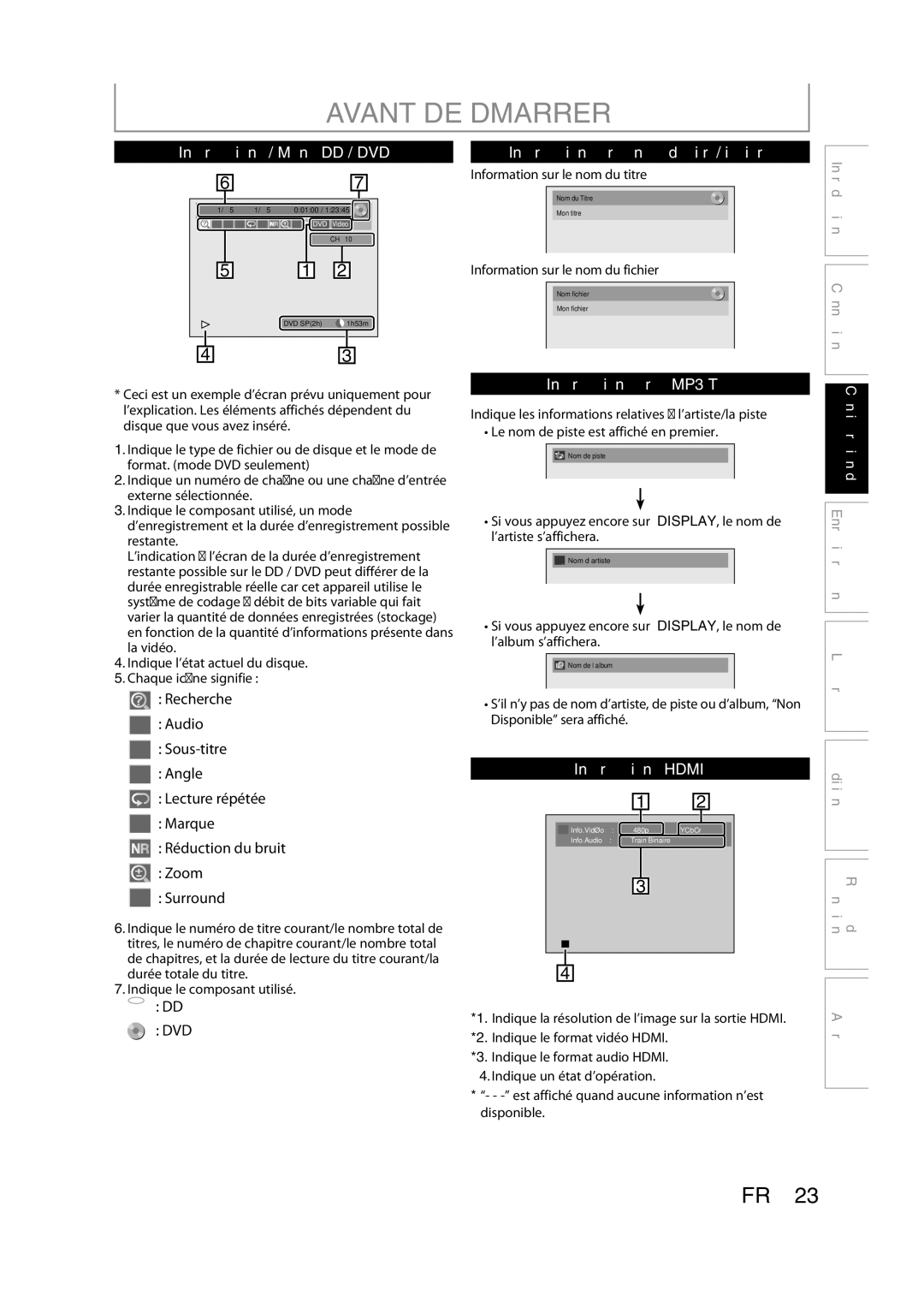 Magnavox H2160MW9 owner manual Information sur le nom du titre, Information sur le nom du fichier 