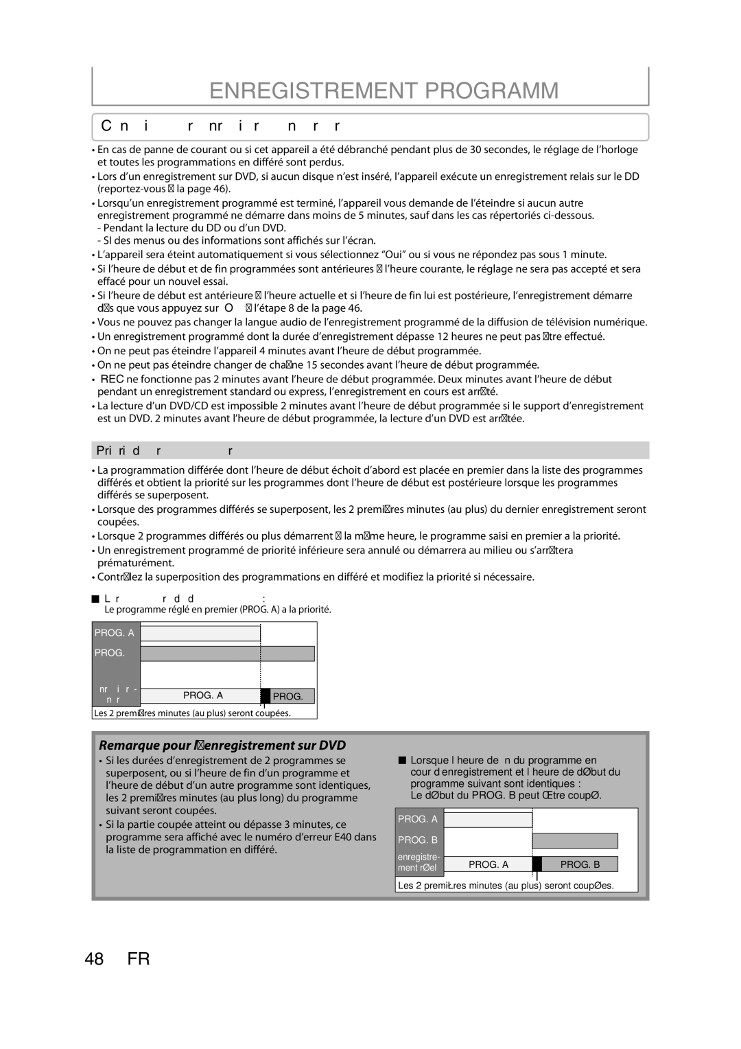 Magnavox H2160MW9 owner manual Conseils pour l’enregistrement programmé, Remarque pour l’enregistrement sur DVD 