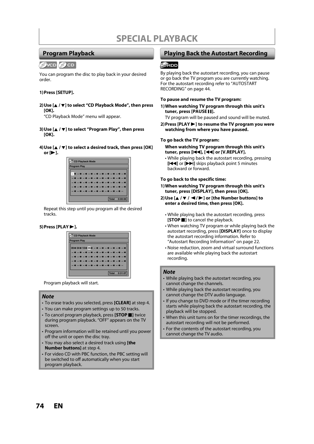 Magnavox H2160MW9 owner manual Program Playback, 5Press Play B, To go back to the specific time 