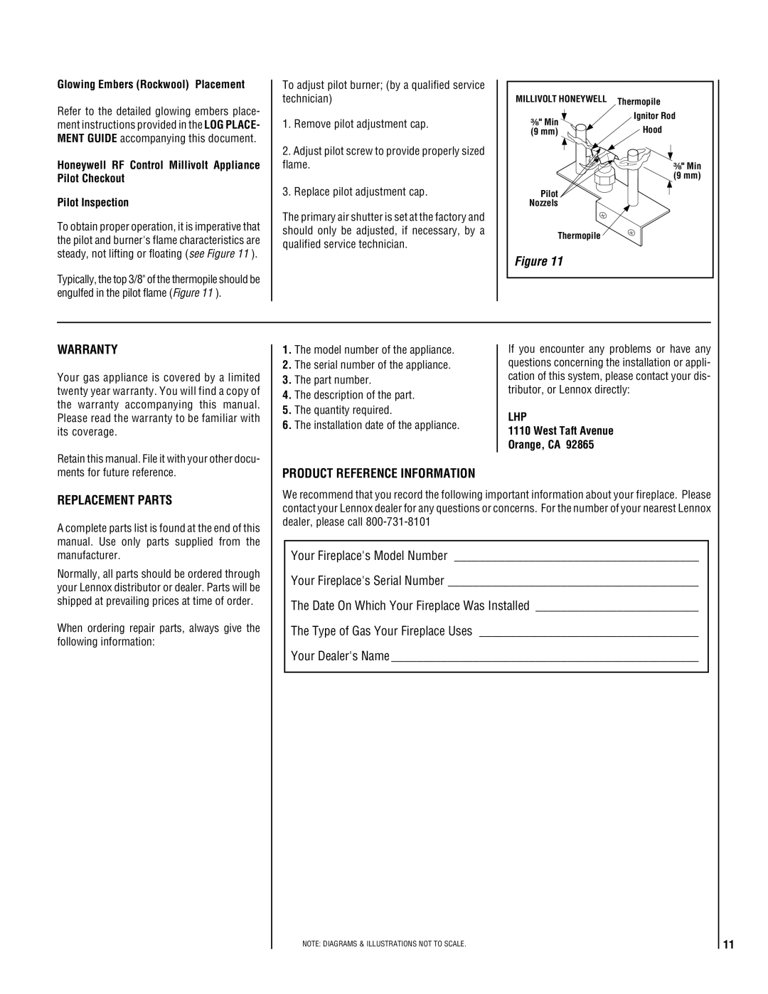 Magnavox LSS-40CP manual Warranty, Replacement Parts, Product Reference Information, Glowing Embers Rockwool Placement 