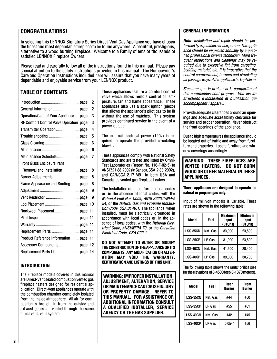 Magnavox LSS-40CP manual Congratulations, Table Of Contents, General Information, Introduction 
