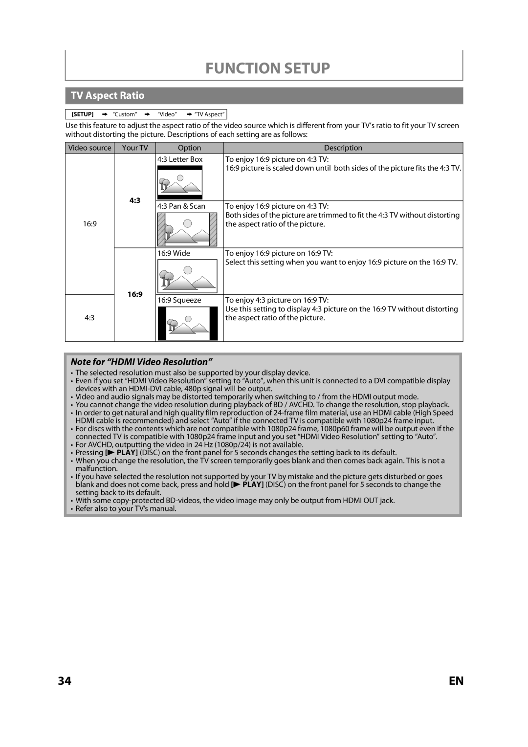 Magnavox MBP110V/F7 owner manual TV Aspect Ratio, 169 