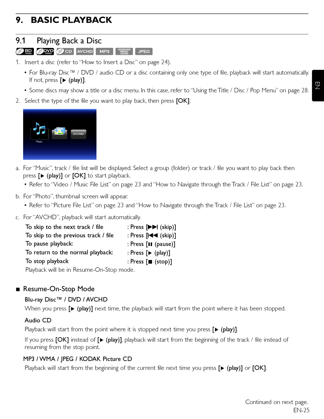 Magnavox MBP5210 owner manual Basic Playback, Playing Back a Disc, Resume-On-Stop Mode 