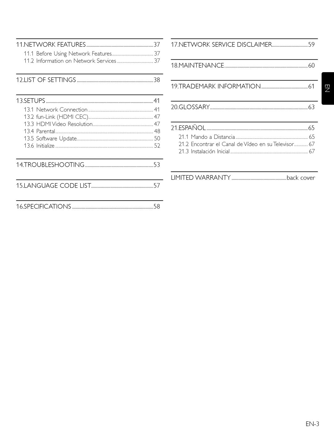 Magnavox MBP5210 owner manual Back cover, EN-3 