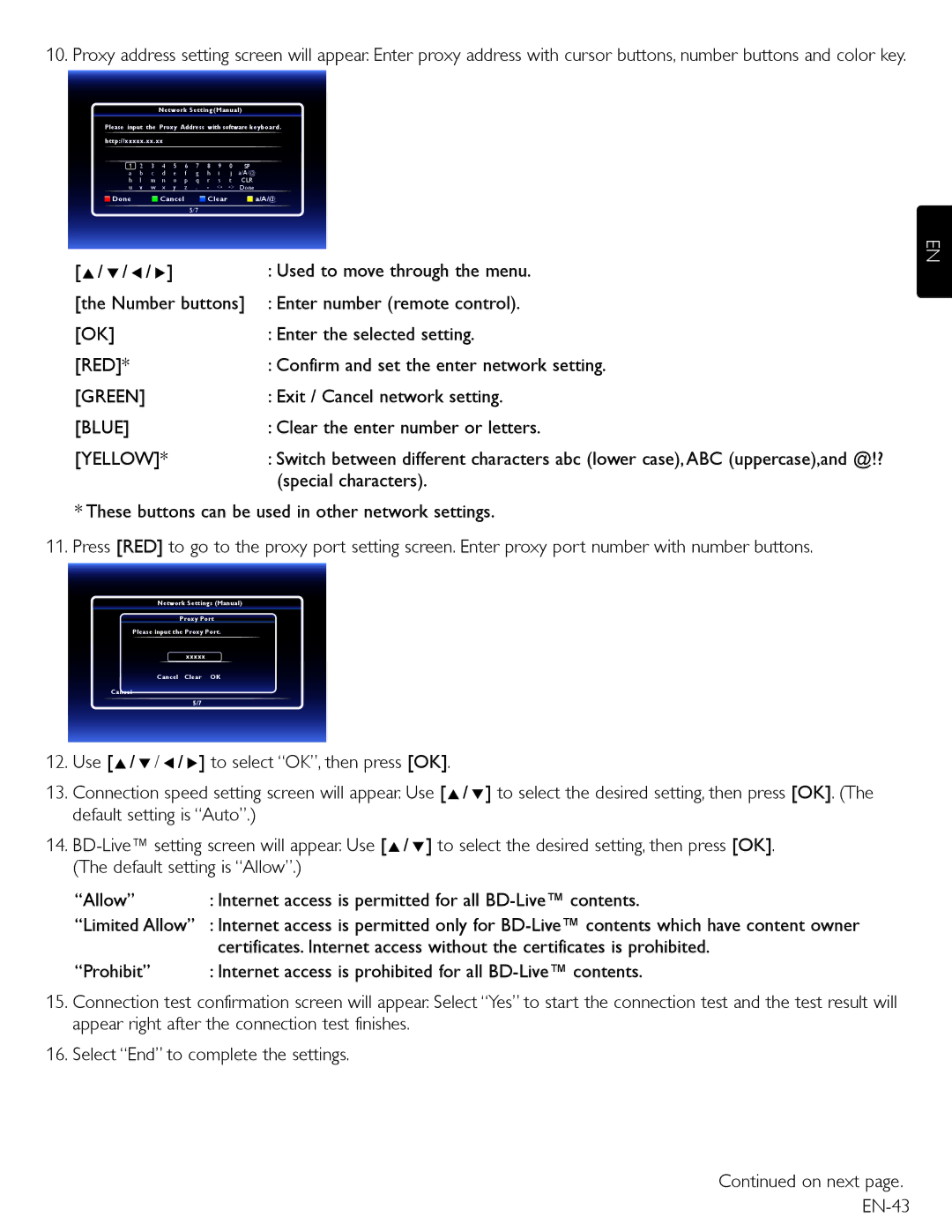 Magnavox MBP5210 owner manual Exit / Cancel network setting, Clear the enter number or letters, Special characters 