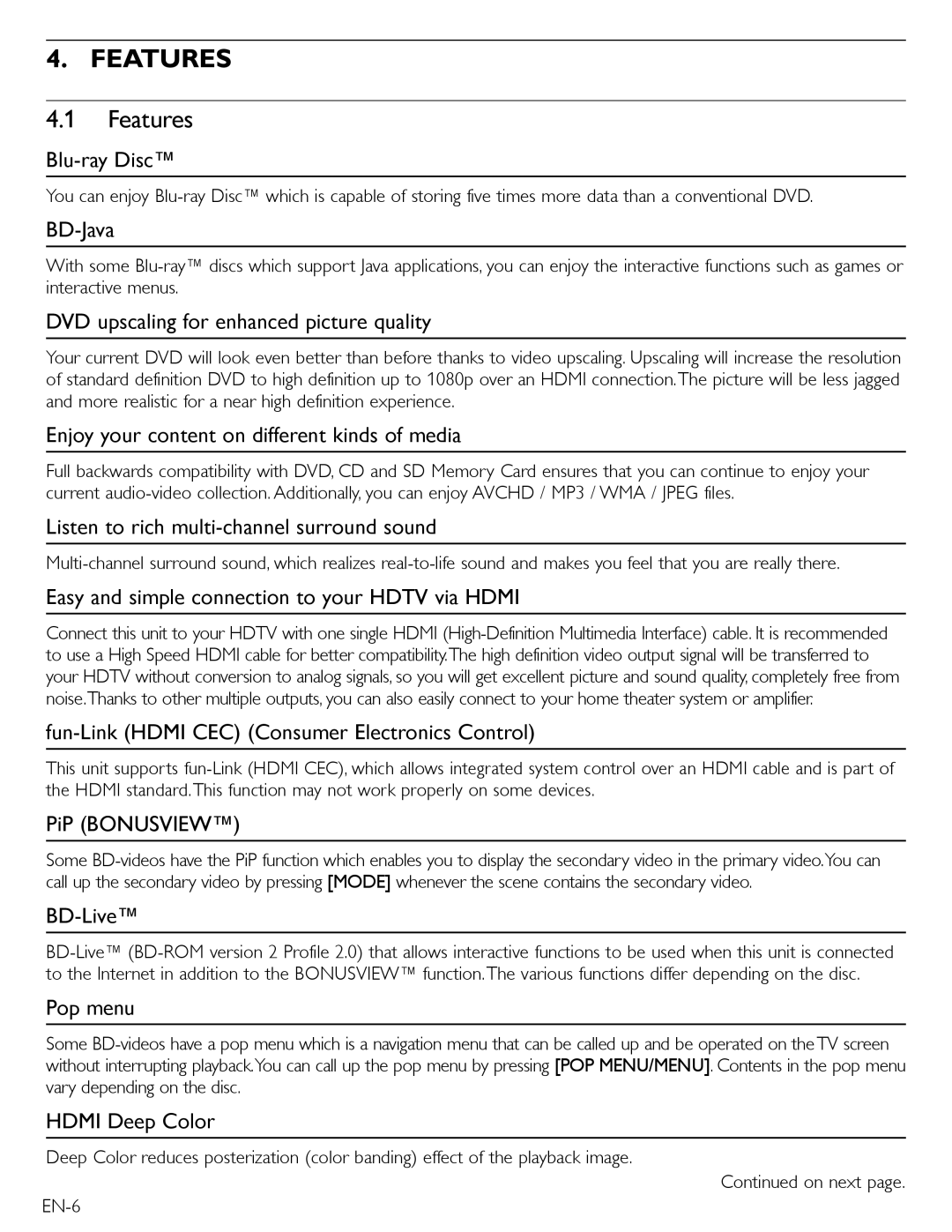 Magnavox MBP5210 owner manual Features 