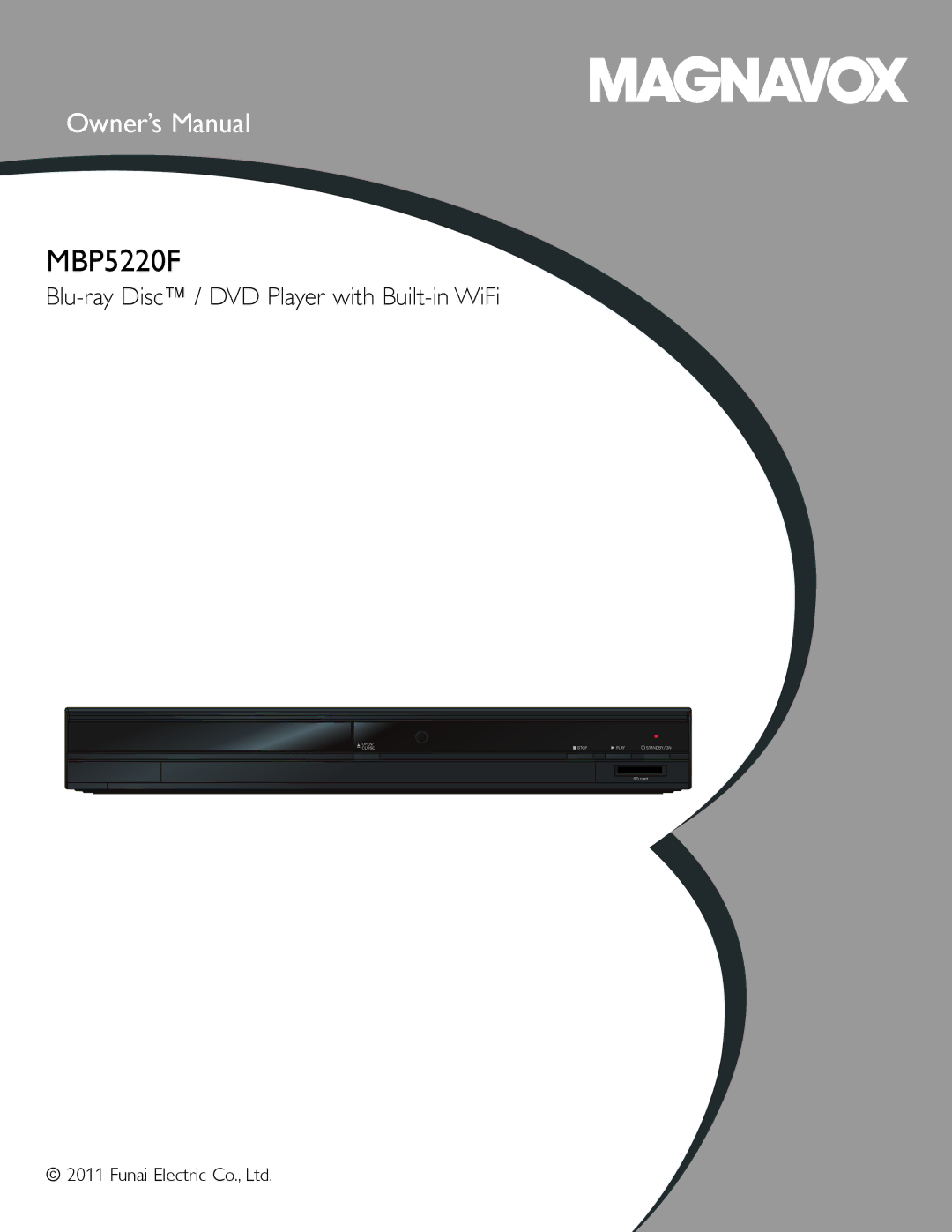 Magnavox MBP5220F owner manual Blu-ray Disc / DVD Player with Built-in WiFi 