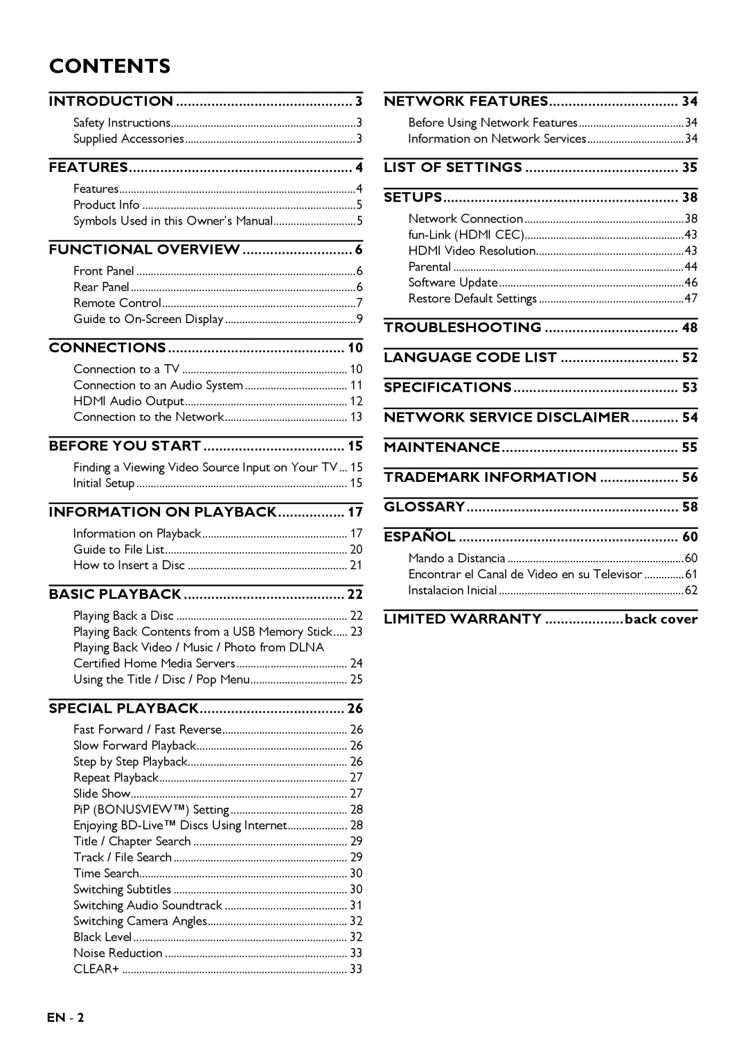 Magnavox MBP5320 owner manual Contents 