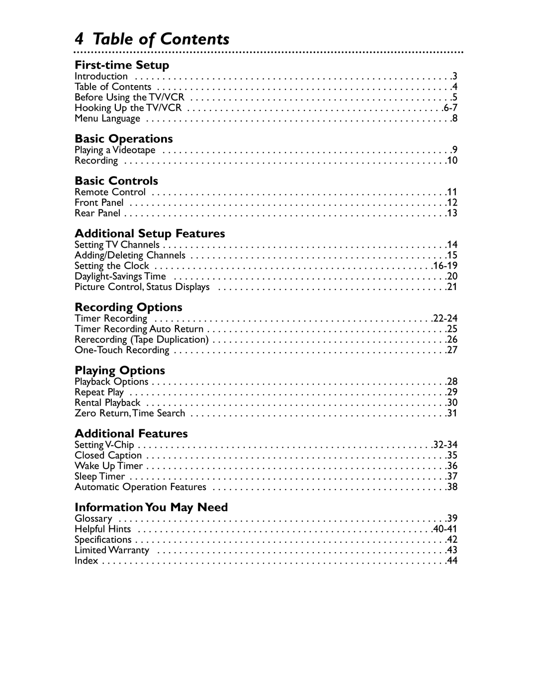 Magnavox MC132EMG/17 owner manual Table of Contents 