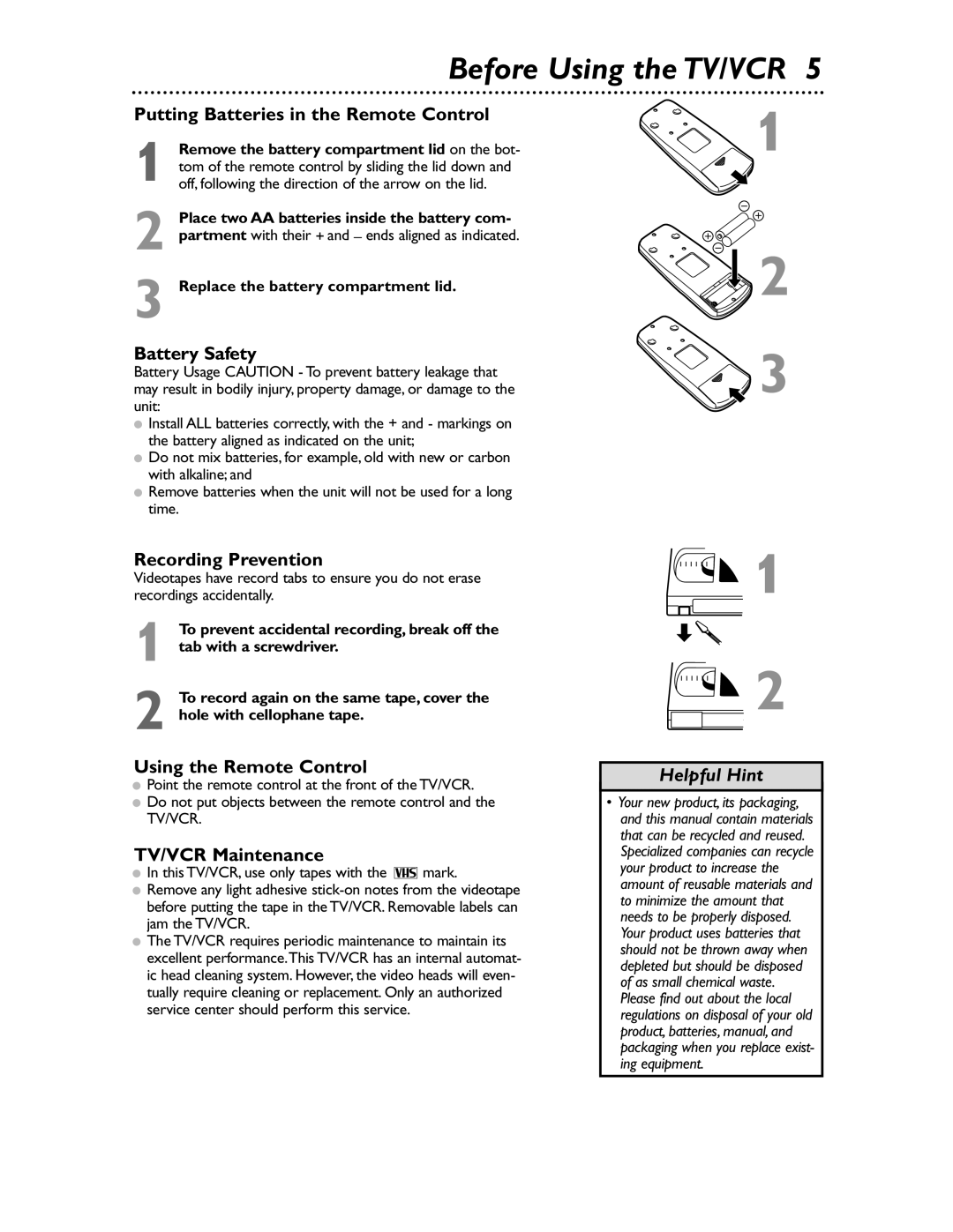 Magnavox MC132EMG/17 owner manual Before Using the TV/VCR 