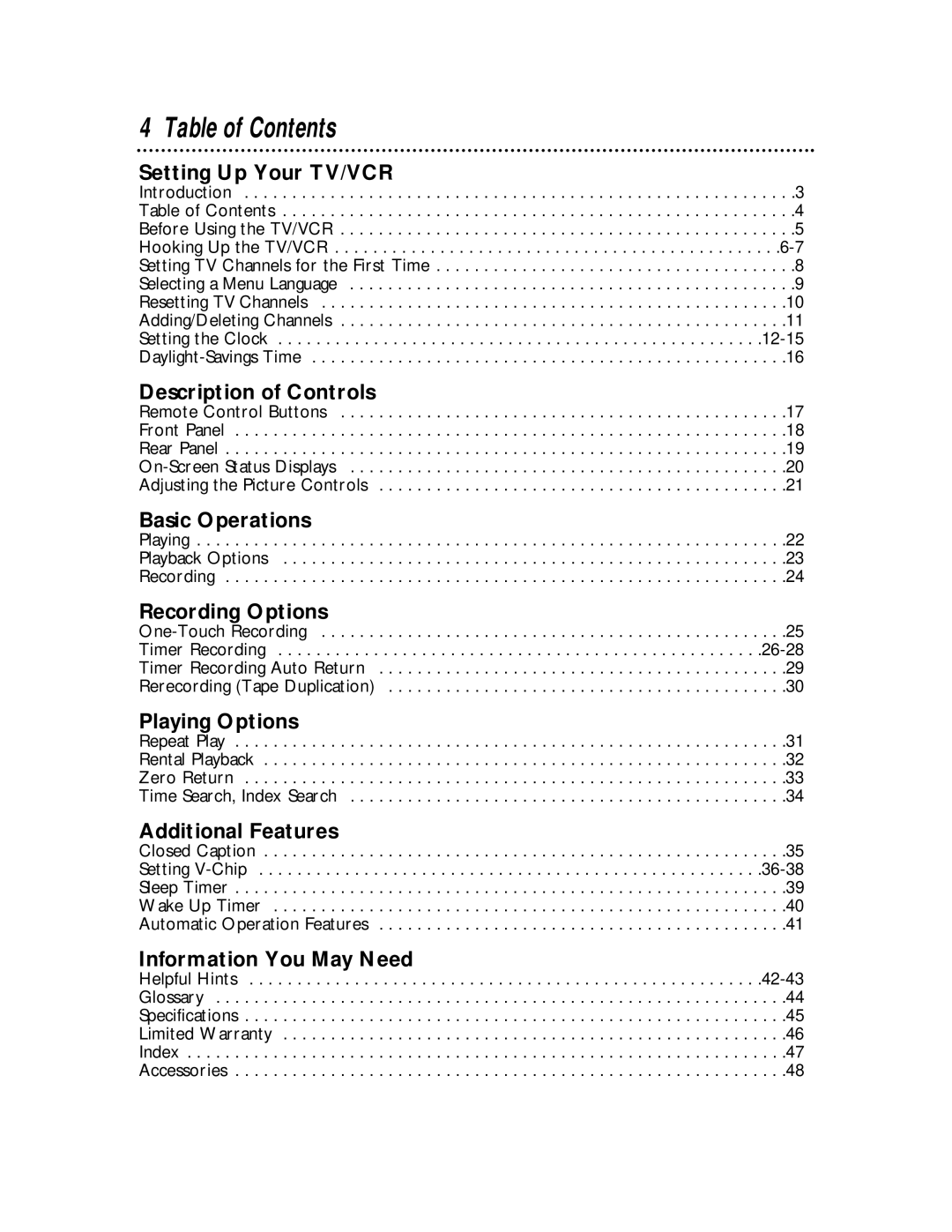 Magnavox MC194DMG owner manual Table of Contents 