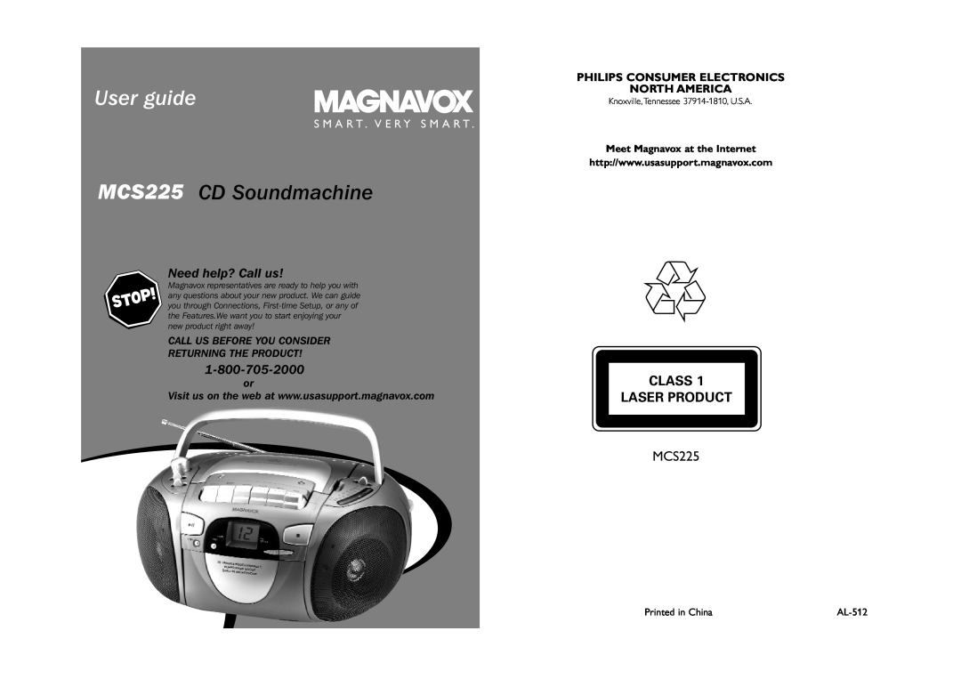 Magnavox MCS225 manual Philips Consumer Electronics North America, Meet Magnavox at the Internet, User guide 