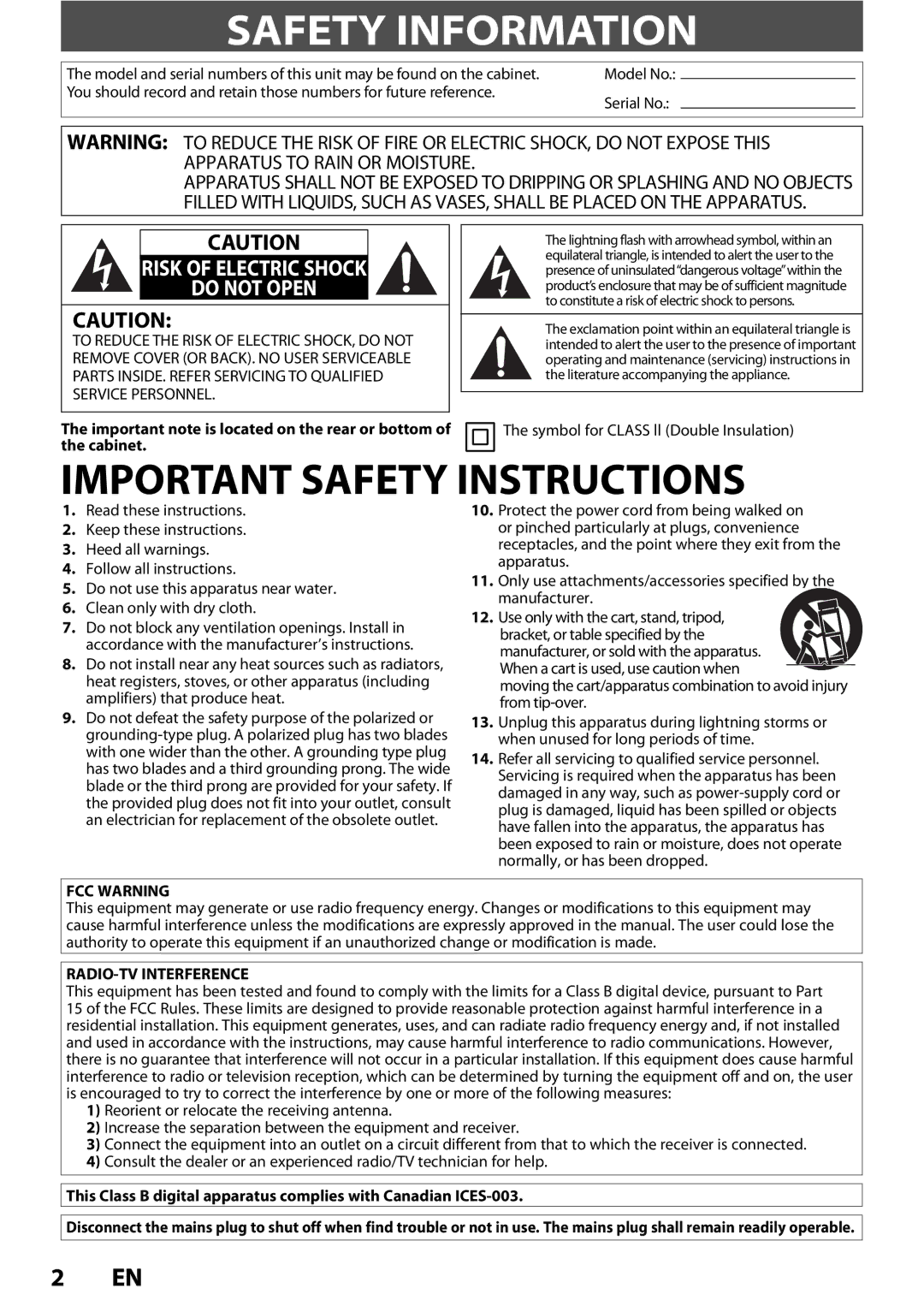 Magnavox MDR513H / F7 owner manual Safety Information, Symbol for Class ll Double Insulation 