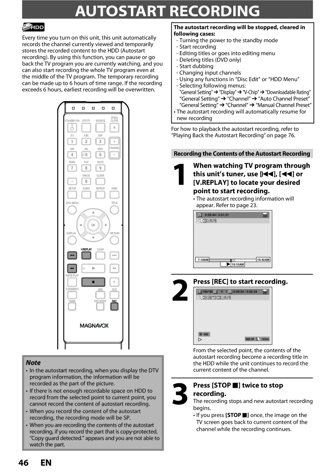 Magnavox MDR513H / F7 owner manual Press Stop C twice to stop, Recording the Contents of the Autostart Recording 