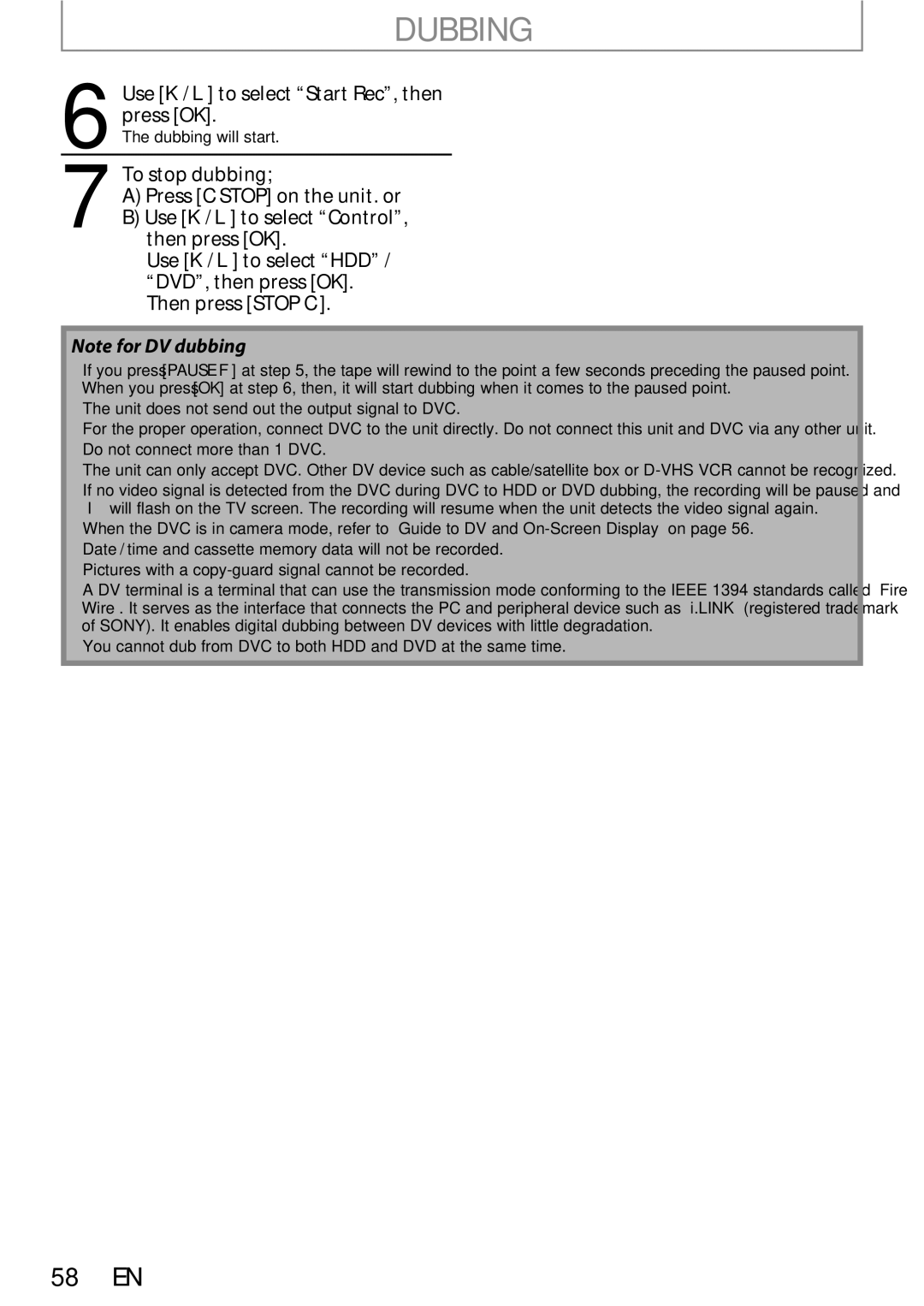 Magnavox MDR513H / F7 owner manual 58 EN 