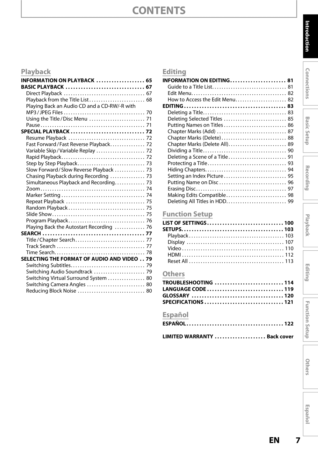 Magnavox MDR513H / F7 owner manual Contents 